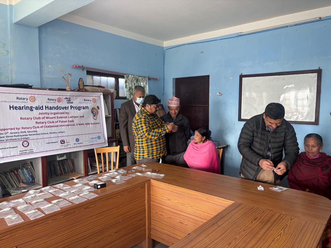 Distribution of hearing aid among 40 people.